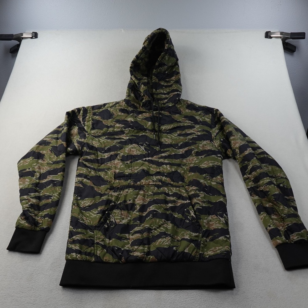 Black Rifle Coffee Co Jacket Mens Small Tiger Stripe Camo Hooded Pullover Coffee
